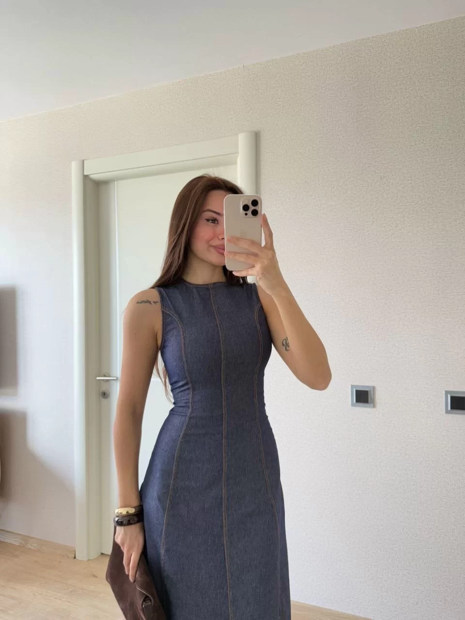 Jeans Kot Uzun Elbise - Lacivert