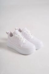 ALESSI Bağcıklı Ortopedik Taban Kadın Sneaker Spor Ayakkabı BT - Beyaz