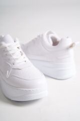 ALESSI Bağcıklı Ortopedik Taban Kadın Sneaker Spor Ayakkabı BT - Beyaz