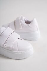 VALENCIA Bağcıksız Cırt Cırtlı Ortopedik Taban Kadın Sneaker Spor Ayakkabı BT - Beyaz