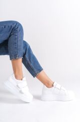 VALENCIA Bağcıksız Cırt Cırtlı Ortopedik Taban Kadın Sneaker Spor Ayakkabı BT - Beyaz