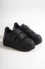 VALENCIA Bağcıksız Cırt Cırtlı Ortopedik Taban Kadın Sneaker Spor Ayakkabı ST - Siyah