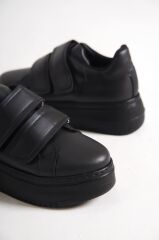 VALENCIA Bağcıksız Cırt Cırtlı Ortopedik Taban Kadın Sneaker Spor Ayakkabı ST - Siyah