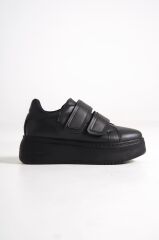 VALENCIA Bağcıksız Cırt Cırtlı Ortopedik Taban Kadın Sneaker Spor Ayakkabı ST - Siyah
