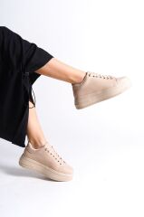BIANA Bağcıklı Ortopedik Taban Kadın Sneaker Spor Ayakkabı TT - Ten