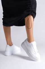 BIANA Bağcıklı Ortopedik Taban Kadın Sneaker Spor Ayakkabı  BT - Beyaz