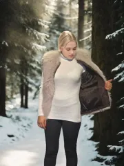 Kadın Kolsuz Fermuarlı Yelek - Kahve