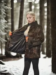 Kadın Uzun Kollu Deri Ceket - Leopar