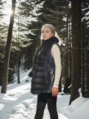 Kadın Kolsuz Fermuarlı Yelek - Lacivert
