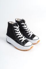 ROMA Bağcıklı Ortopedik Taban Kadın Sneaker Spor Ayakkabı  BT - Siyah