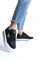 PRAG Bağcıklı Ortopedik Taban Desenli Kadın Sneaker Spor Ayakkabı  BT - Siyah
