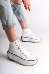 ROMA Bağcıklı Ortopedik Taban Kadın Sneaker Spor Ayakkabı BT - Beyaz