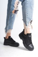 JANE Bağcıklı Ortopedik Taban Kadın Sneaker Spor Ayakkabı  ST - Siyah