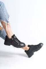AGATHA Bağcıklı Fermuarlı Ortopedik Taban Kadın Sneaker Spor Ayakkabı ST - Siyah