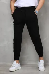 Unisex İki İplik Eşofman Altı - Siyah
