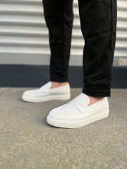 JY180 Estilo X Bağcıksız Cilt Erkek Günlük Spor Klasik Ayakkabı CBT - Beyaz