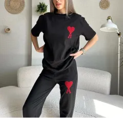 Unisex Paçası Lastikli Eşofman Altlı Takım - Siyah