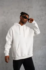 3 İplik Kapşonlu Sweatshirt hoodie - Beyaz