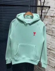 Unisex Kapşonlu Baskılı Sweetshirt - Mint Yeşili
