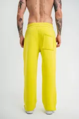 Unisex Boru Paça Baggy Eşofman Pantolon - Sari