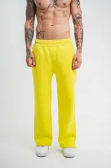 Unisex Boru Paça Baggy Eşofman Pantolon - Sari