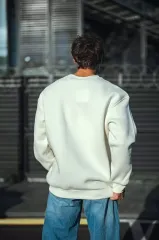 Kışlık Bisiklet Yaka Üç İplik Basic SweatShirt - Beyaz