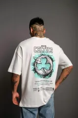 Erkek Sırt Baskılı T-shirt - Beyaz