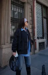 Cepli Bomber Ceket Mont - Siyah