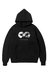10 Kasıma Özel Üç İplik Kapüşonlu Baskılı SweatShirt - Siyah