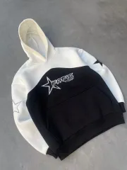 Parçalı Nakış İşlemelı Kapüşonlu SweatShirt - Beyaz