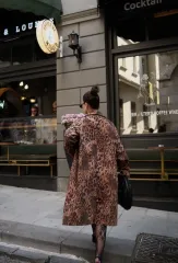 Leopar Desenli Trençkot Ceket Mont - Leopar