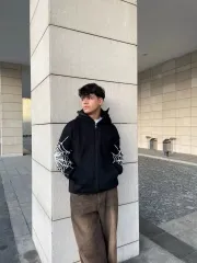 Samuray  kapüşonlu ZIP Fermuarlı kapüşonlu SweatShirt - Siyah