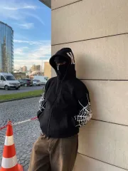 Samuray  kapüşonlu ZIP Fermuarlı kapüşonlu SweatShirt - Siyah