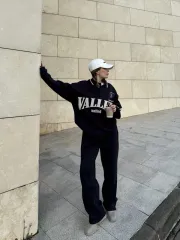 Üç İplik Yakalı Sweat Baggy Pantalonlu Takım - Siyah