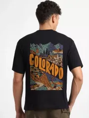 Erkek Baskılı Oversize T-shirt - Siyah