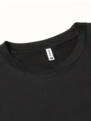 Baskılı Oversize Bisiklet Yaka T-shirt - Siyah