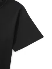 Palmiye Baskılı Oversize Bisiklet Yaka Kısa Kol T-shirt - Siyah