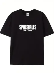 SPACEBALLS Erkek Baskılı Oversize Bisiklet Yaka T-shirt - Siyah