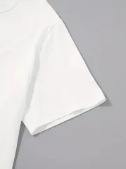 Palmiye Ön Baskılı Oversize Bisiklet Yaka T-shirt - Beyaz