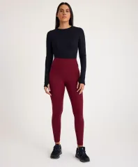 Nonofit Yüksek bel Düz Sporcu Tayt - Bordo