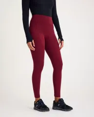 Nonofit Yüksek bel Düz Sporcu Tayt - Bordo