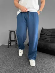 İki İplik Kumaş Baggy Alt Esofman - Turkuaz