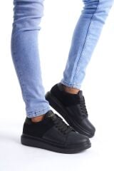 SLW151 Boost Bağcıklı Cilt Süet Erkek Günlük Sneaker Ayakkabı ST - Siyah