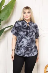 Bebe yaka püskül Detaylı Bluz- Desenli