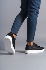 SLW151 Boost Bağcıklı Cilt Erkek Günlük Sneaker Ayakkabı BT - Siyah