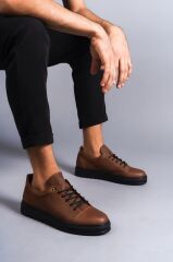 SLW152 Cool Bağcıklı Cilt Erkek Günlük Spor Klasik Ayakkabı ST - Taba
