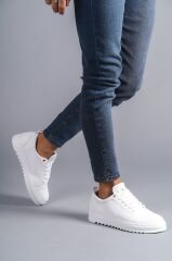 SLW152 Cool Bağcıklı Cilt Erkek Günlük Spor Klasik Ayakkabı BT - Beyaz